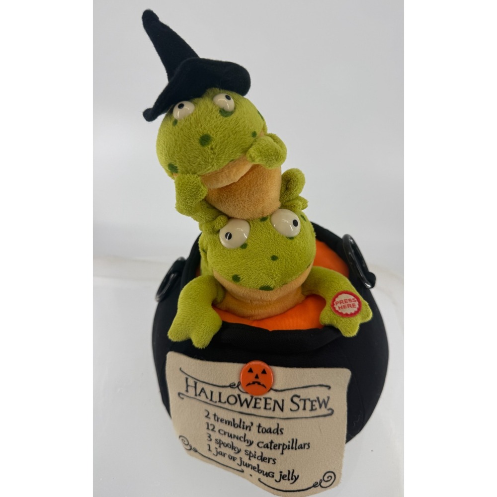 Hallmark Tremblin Toads Halloween Stew Animated Singing Frogs Cauldron 2008